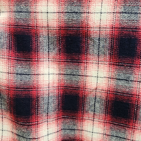 NWT VELVET HEART Button-up Shirt Red & Navy Plaid with Embroidered Flowers Large - Picture 10 of 11